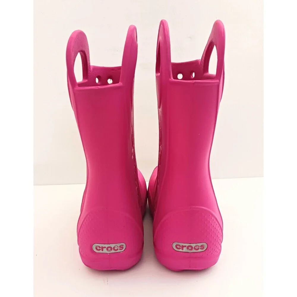 Crocs Handle It Rain Boot Hot Candy Pink Kids Size J 1